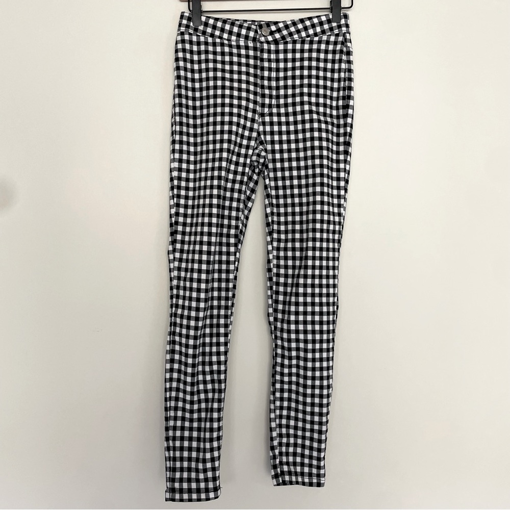 Free People Black & White Gingham Skinny Pants Women’s Size 25